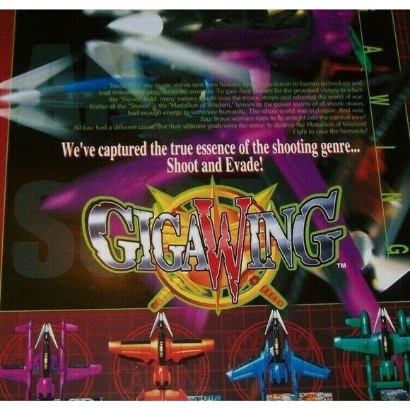 GigaWing Arcade Flyer 1999 Original NOS Video Game Space Shooter Artwork Promo - Picture 1 of 4